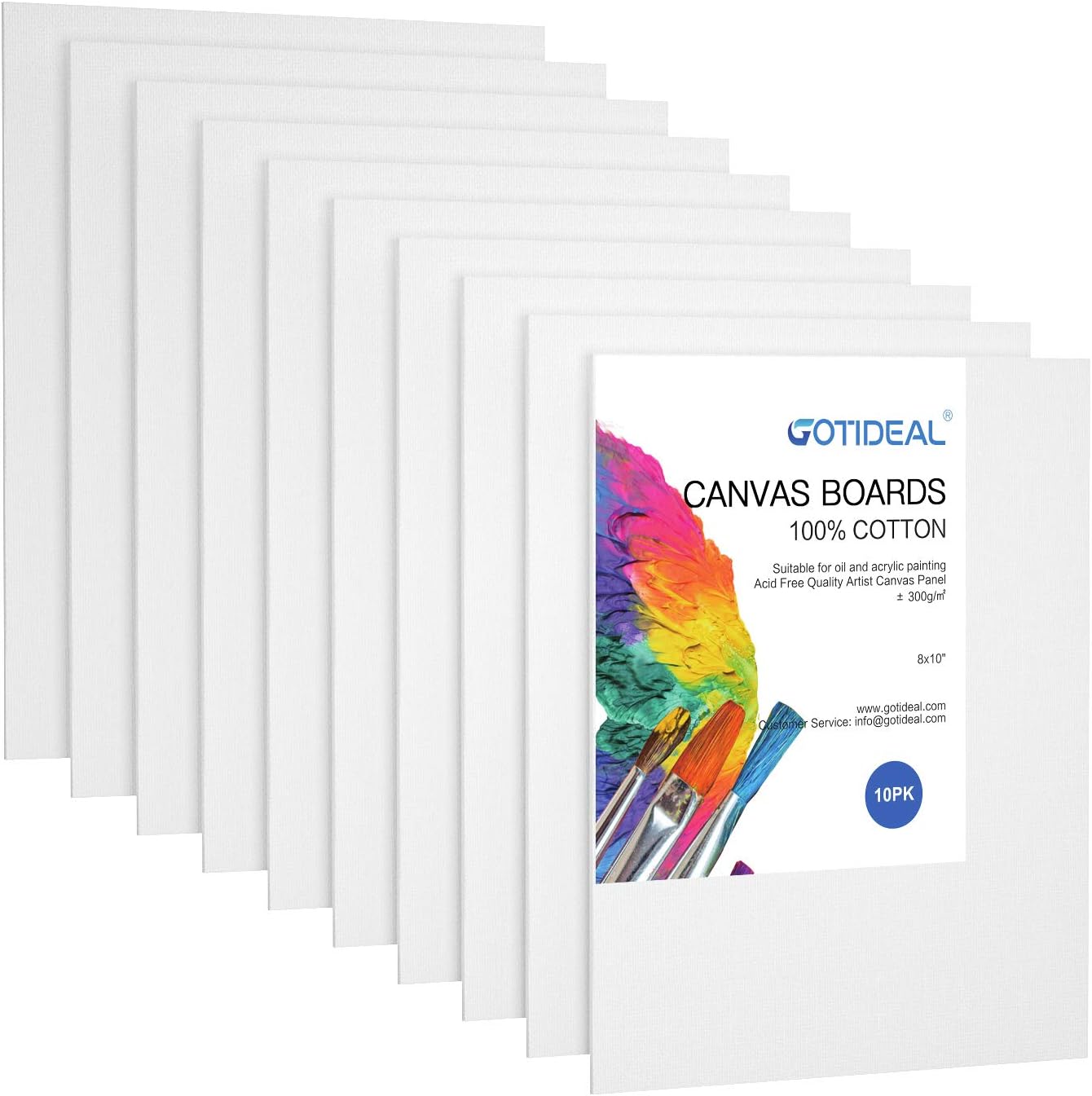 GOTIDEAL Canvas Panels 8x10" inch Set of 10, Professional Primed White Blank- 100% Cotton Artist Canvas Boards for Painting, Acrylic Paint, Oil Paint Dry & Wet Art Media