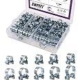 Swpeet 120Pcs 10 Sizes Zinc Plated Mini Fuel Injection Line Style Hose Clamp Assortment Kit Perfect for Automotive, Agricultu