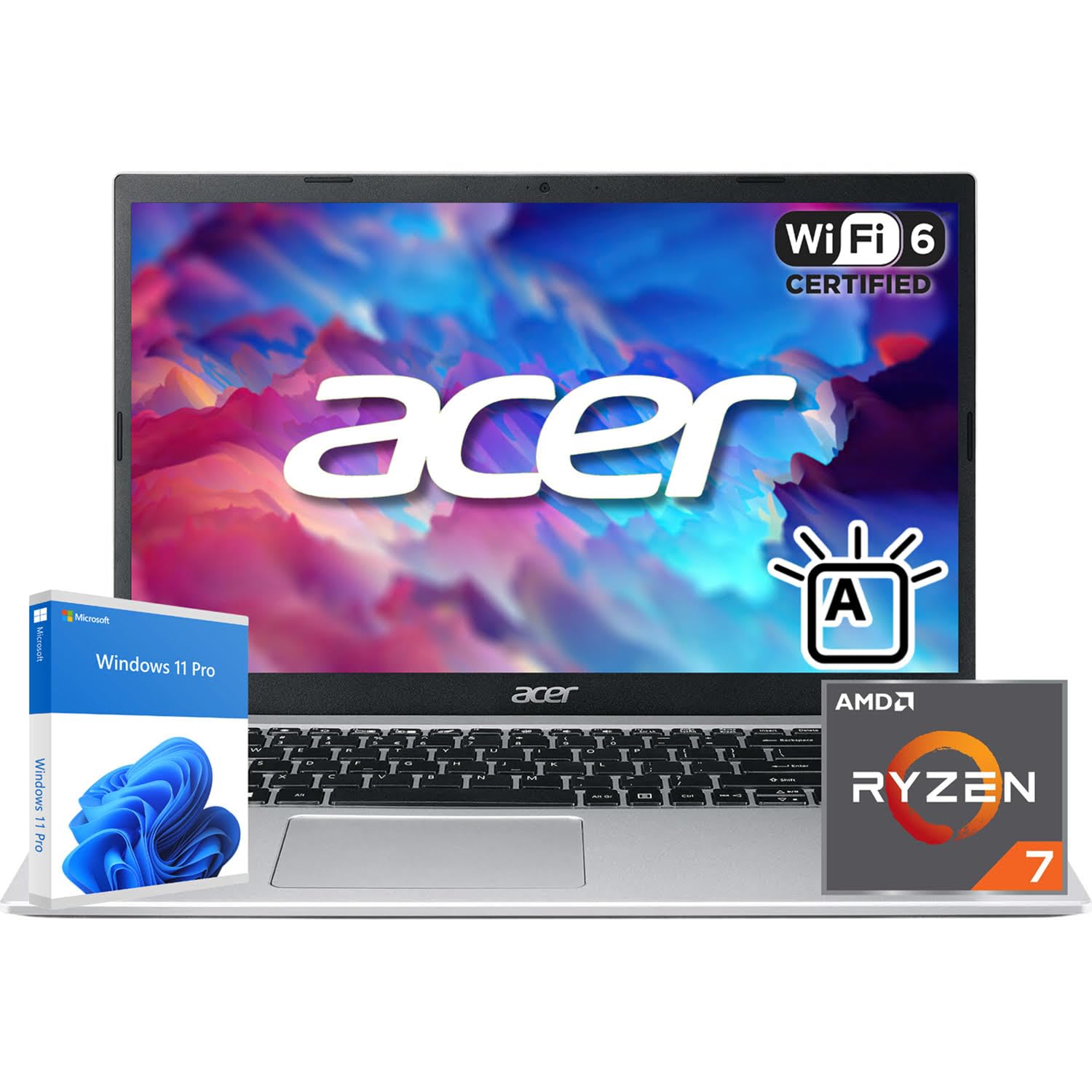 acer Aspire 3 Laptop | AMD Ryzen 7 7730U CPU(beat Intel i7-1365U) | 15.6" FHD Display | Backlit Keyboard | 8GB RAM | 256GB SSD | Win 11 Pro | School, Business & Productivity