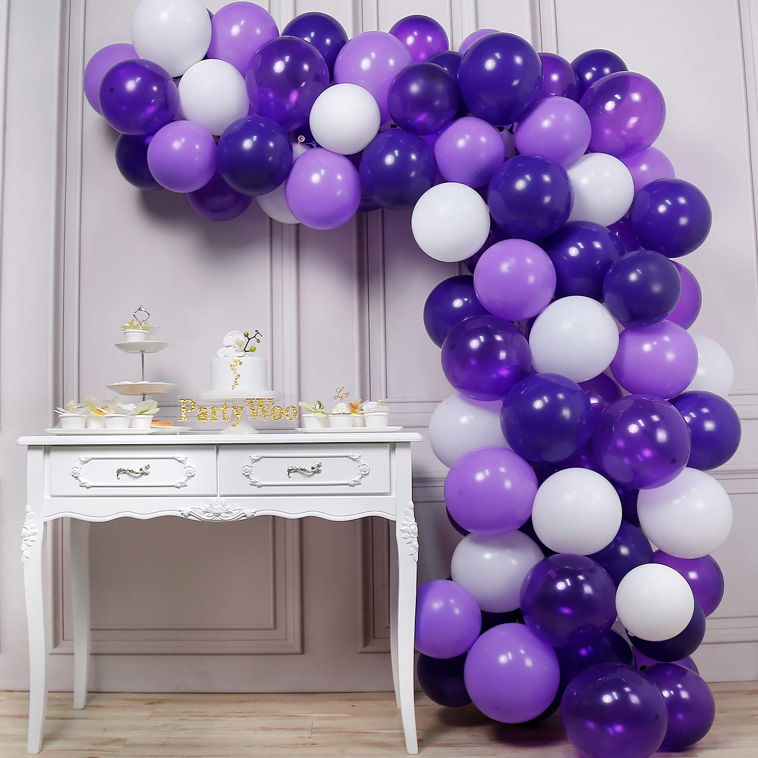 Partywoo Purple And White Balloons 100 Pcs 12 Inch Of Purple