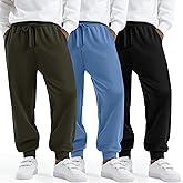 LessonZoo 3 Pack Boys Sweatpants Athletic Joggers Drawstring Lightweight Stretchy Active Straight Pants with Pockets Fall