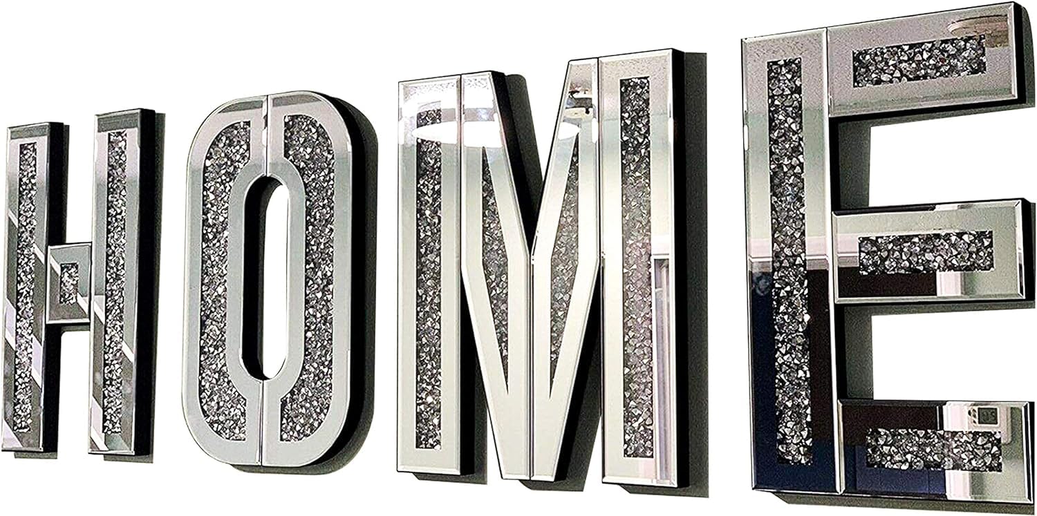 Silver Heart Sparkle Ornament Bling Crushed Diamond Gift | CRYSTALLIZED HOME letter sign for wall |Handmade Craft | Crushed Diamond Display | Wedding Anniversary, Birthday Present, Home Decor