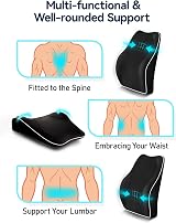 Travel Ease Ergonomic Lumbar Support Cushion Memory Foam Back Pillow Black view 4