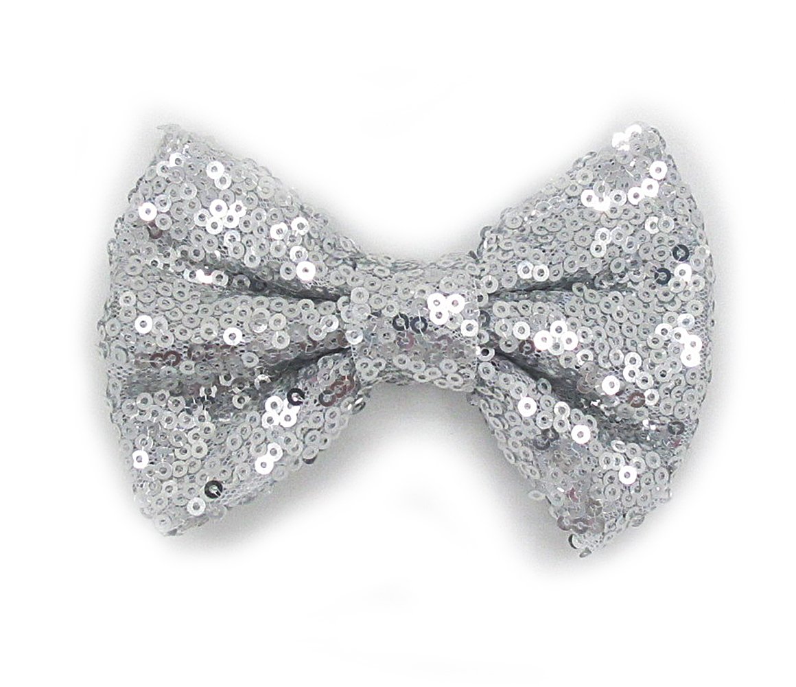 Prettyboutique 4 Inches Girls Sequin Glitter Sparkle Hair Bow Clip
