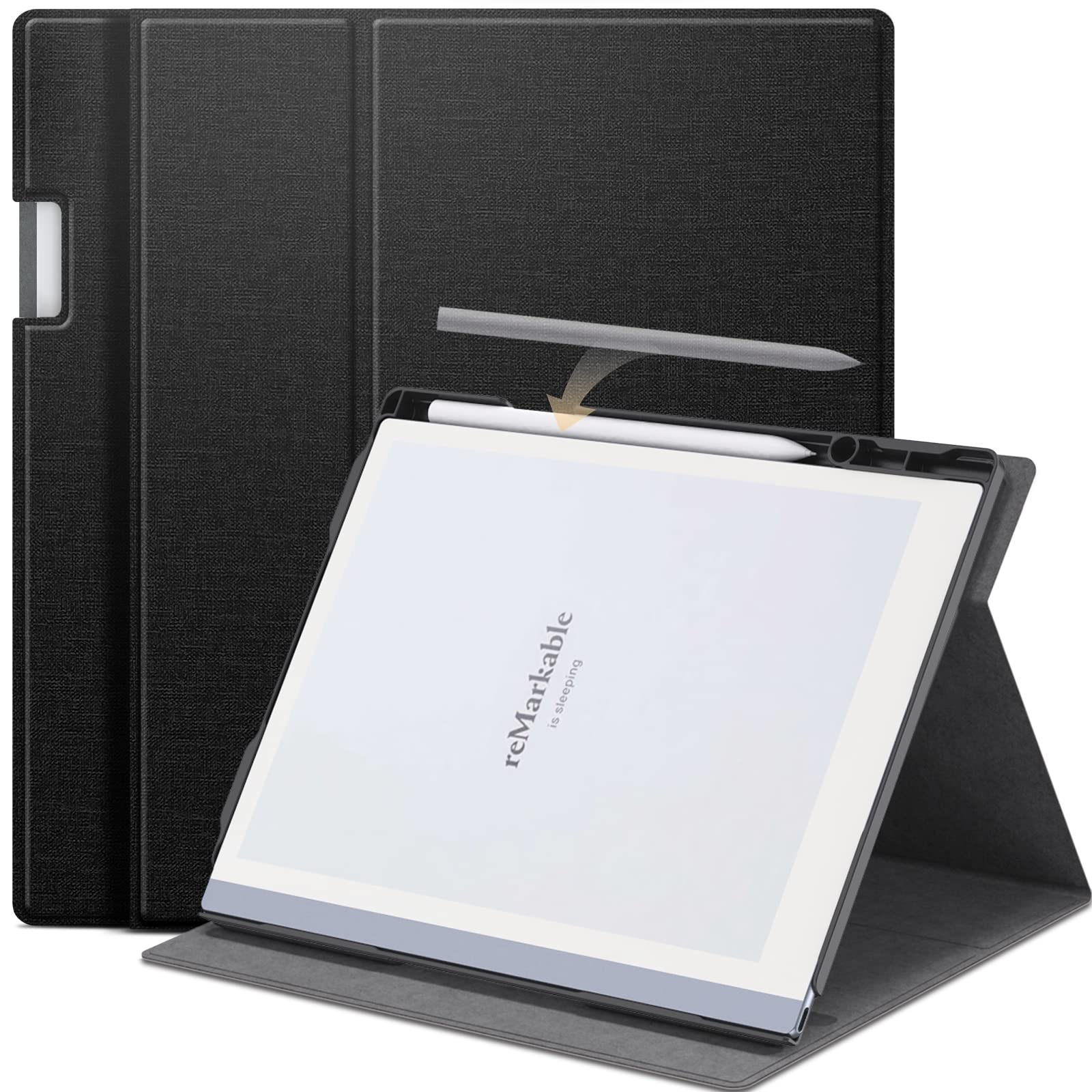 DONGZHU Case for Remarkable 2 Paper Tablet- Multi-Viewing Adjustable Folding Book Folio Cover - with Built-in Pen Holder - for 10.3" 2020 Released (Black) — image 1
