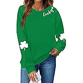 CAZYCHILD St Patricks Day Shirt for Women: St Pattys Day Sweatshirts Lucky Shamrock Long Sleeve Shirt Irish Pullover Tops