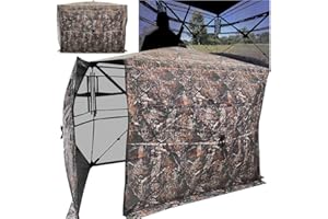 CROSS MARS Full Open Door 2-3 Person 360 Degree Ground Hunting Blind Camouflage Pop Up Duck Turkey Deer Hunting Blinds Tent