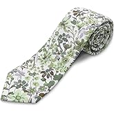 GHTIYLP Cotton Floral Ties for Men 2.76" Men's Skinny Tie Linen Flower Printed Neck Tie for Wedding Dating Party