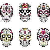 6Pcs Day of The Dead Mask Paper Sugar Skull Mask Halloween Party Supplies for Men and Women Costume Masks。