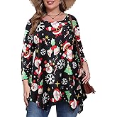 BELAROI Plus Size Tops for Women 3/4 Sleeve Tunic to Wear with Leggings Fall Shirts Casual Swing Blouse Loose Fit