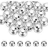 PATIKIL 10 mm Spacer Beads, 25 Pcs Metal Charm Loose Disc Round Slider Stopper Bead Spacers Bulk for Jewelry Making DIY Bracelet Necklace Earrings, Silver Tone