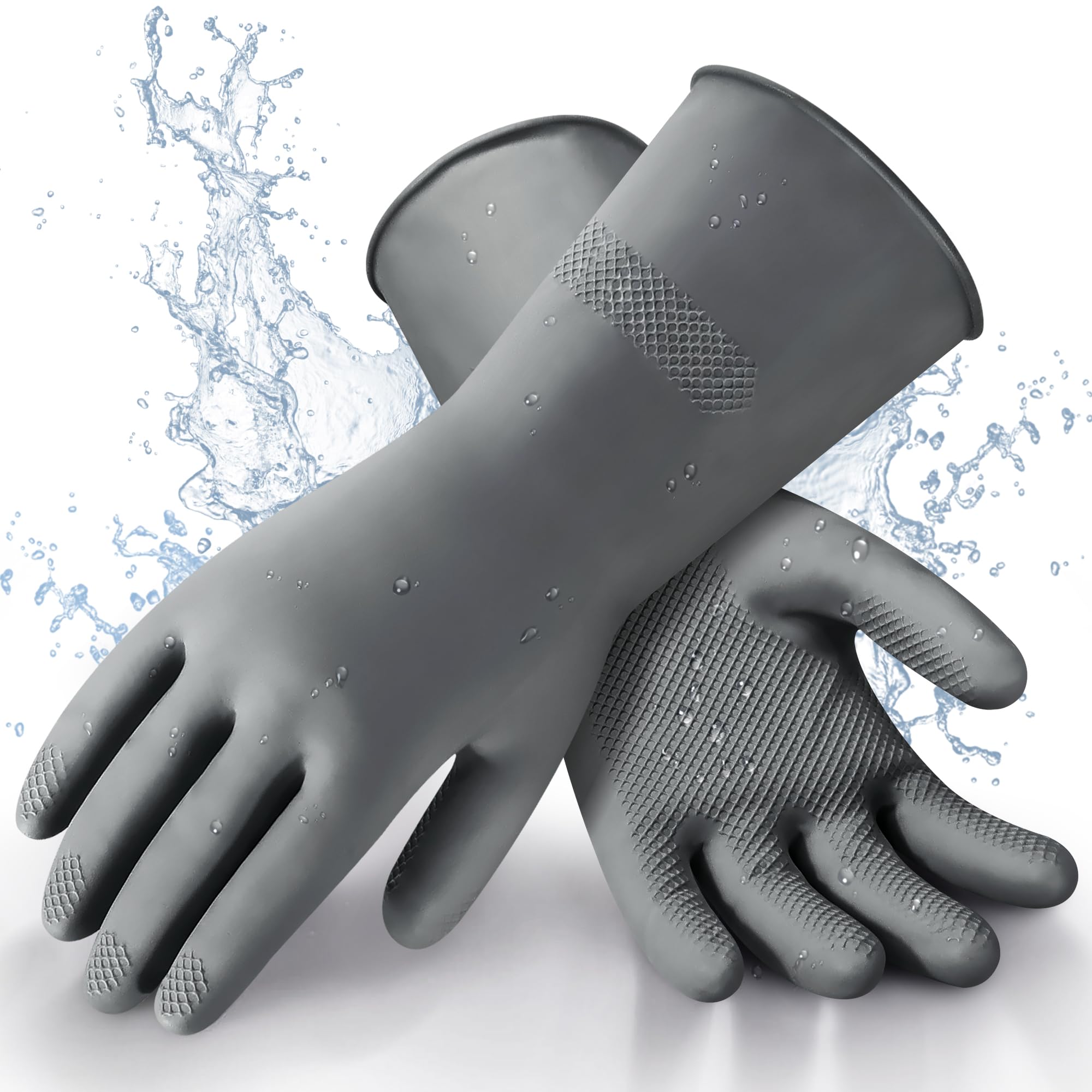 ZaoKing Heavy Duty Rubber Gloves,Durable Kitchen Gloves with Non-slip Grip,Car Washing Gloves Suitable for Dish Washing,Household Cleaning,Gardening,Medium