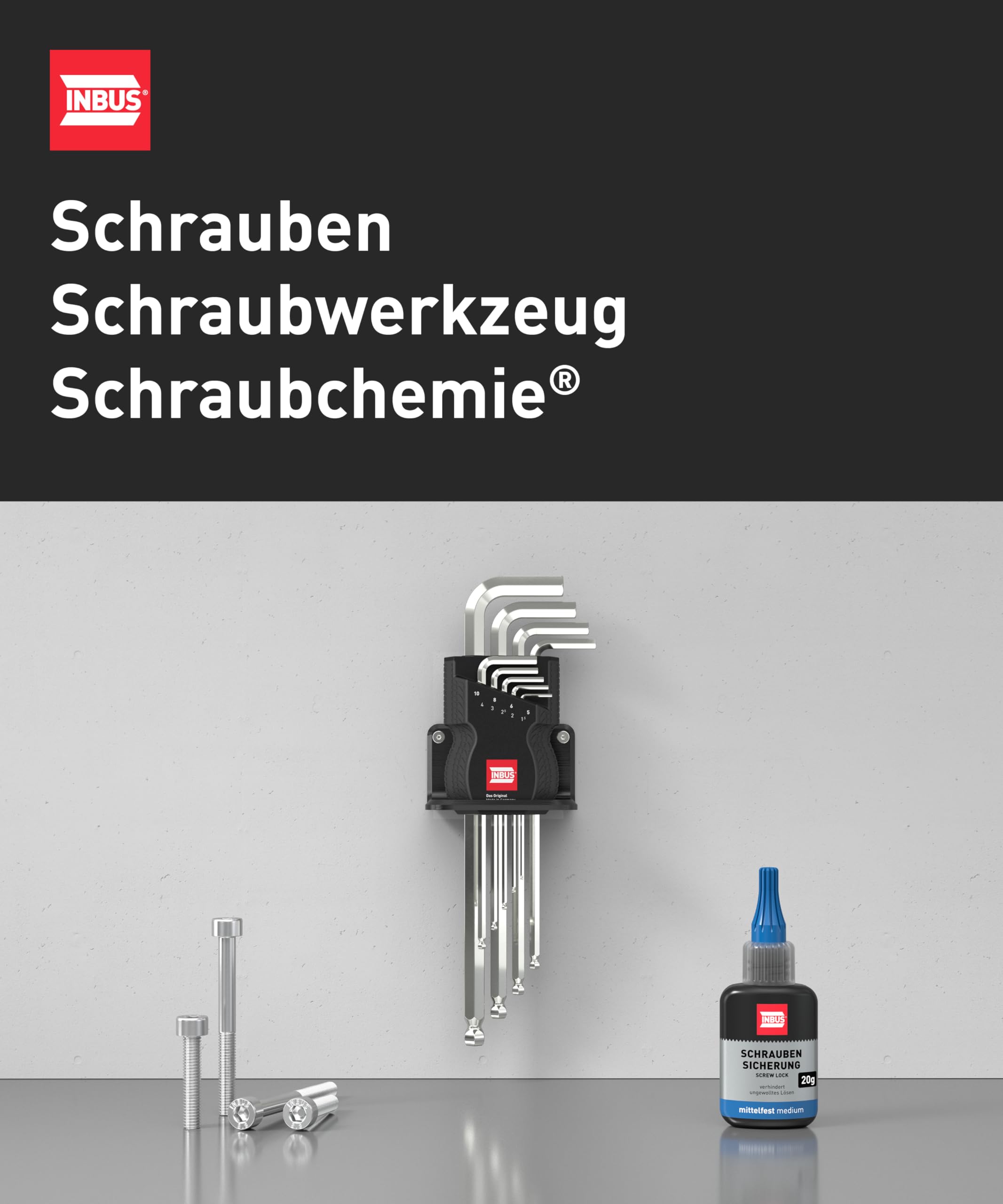 INBUS® 70129 T-Griff Schraubendreher Set 8tlg, 2–10mm, mit HybridTouch — Made in Germany 8