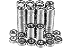 HARMIEY hamiey 608 Skateboard Bearings, 100 Pack 608 2RS Bearing, 8x22x7mm Chrome Steel Ball Bearing, Pre-Lubricated Double Rubber Sealed ABEC3 for 3D Printer Skateboards