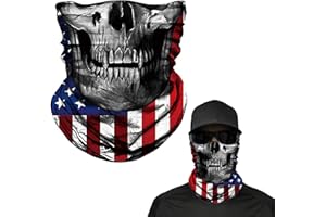 icykale 1 PC Car Halloween Horror Theme Skull Mask, Multi-function Protective Mask, National Flag Pattern Decorative Neck Cover, Universal for Most Cars (Black #4)