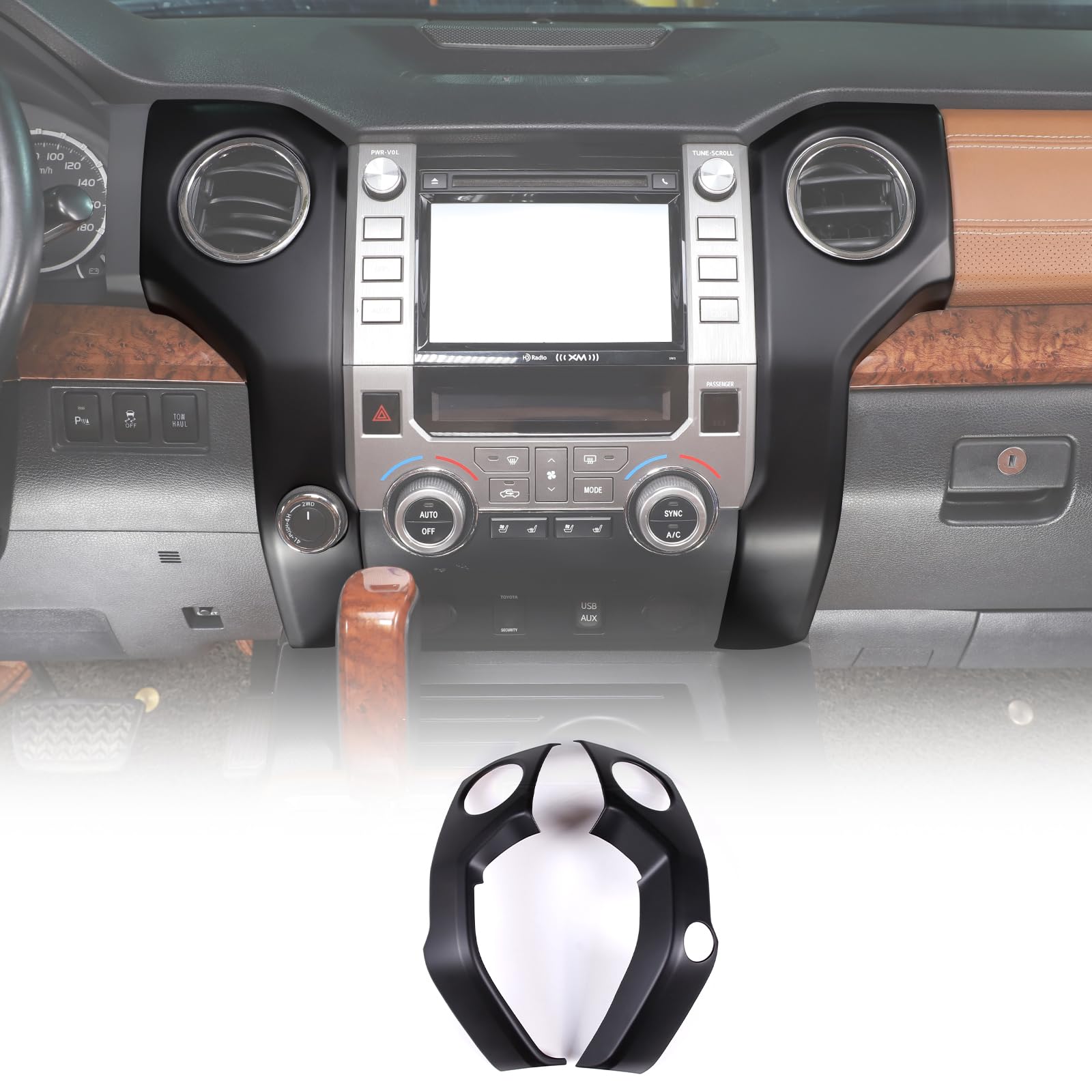 Photo 1 of LLKUANG ABS Center Console air Conditioning air Outlet Decoration Frame Cover Trim for Toyota Tundra 2014-2020 Modification Accessories (Matt Black)