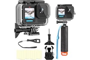 BO&DQQ Compatible for Go Pro Hero 13 12 11 10 9 Black Waterproof Housing Case 60M/196FT Protective Underwater Diving Case Shell with Cameras Handle Mount Accessories Kit