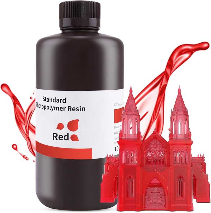 ELEGOO 405nm Rapid Resin 1000G Clear Red LCD UV-Curing Photopolymer
