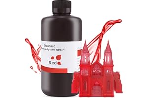 DEEPLEE ELEGOO 3D Printer Resin, 405nm Fast UV Curing Standard Photopolymer Resin, High Precision, Non Toxic 3D Resin for Saturn 4/Saturn 3/Mars 5/Mars 4, LCD/MSLA/DLP 3D Printing, Clear Red 1000G