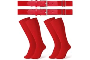 JASGOOD 2 Pack Baseball Socks and Belt Combo Set Softball Socks and Belts Elastic Waist Belt for Youth and Adult Boys