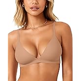 OEAK Womens Comfortable Triangle Bras No Underwire Sexy Plunge Unlined Bralette Pull On Bra Seamless Everyday Tshirt Bras