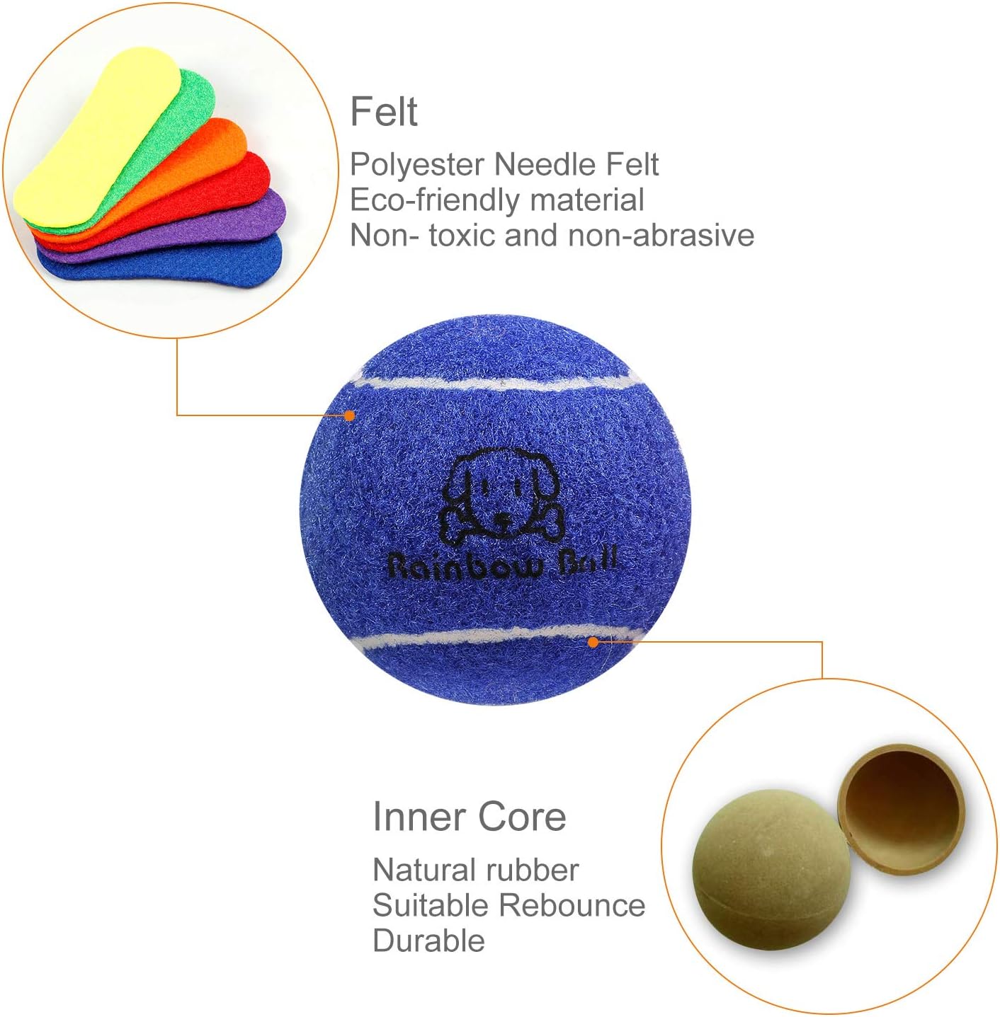 Pet Supplies : PIKASEN Rainbow Tennis Balls for Dogs 2.5" and 2.3" Size 12 Pack 6 Bright Colours Interactive Dog Toys Dog Gift for Large Dogs and Medium Small Dogs : 