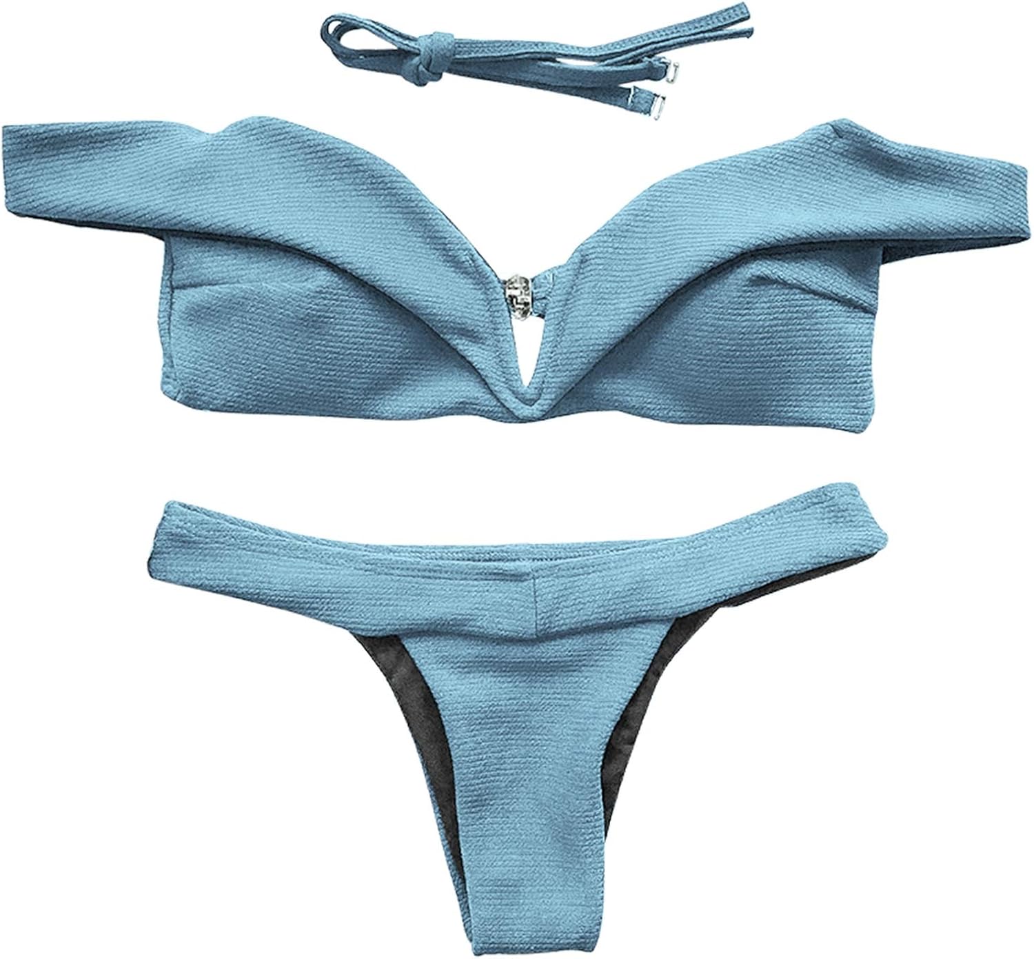 Swimsuits V Plunge Off The Shoulder Bikini Swimwear Padded Arc Bikini