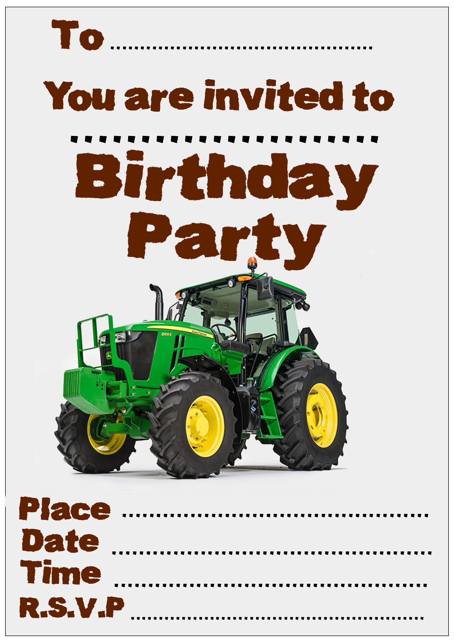 AK Giftshop Tractor Farm Party Invites & Coloured Envelopes Birthday Invitations (20 Pack)
