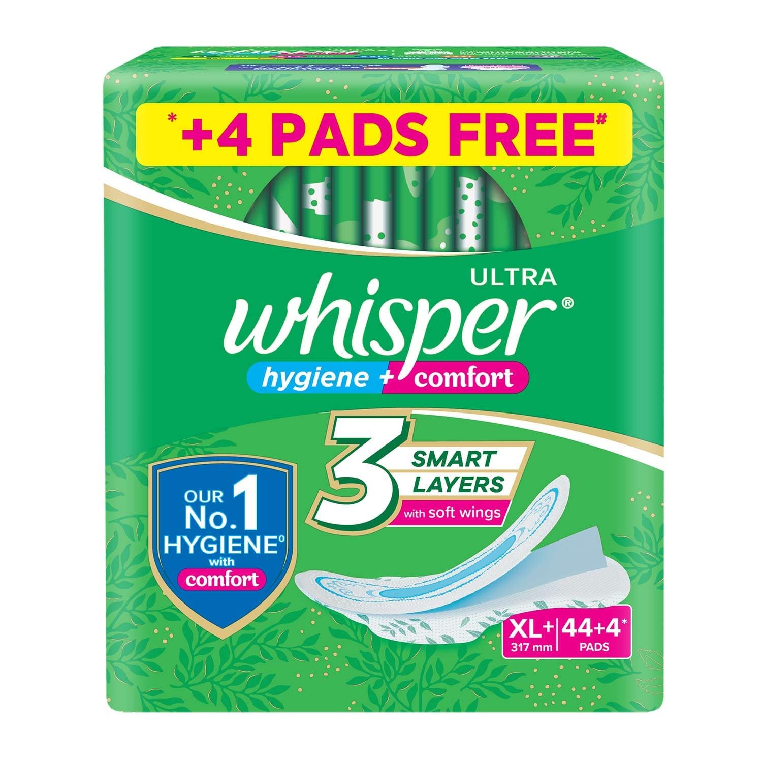Whisper Ultra Sanitary Pads - 44 Count (Extra Large Plus)