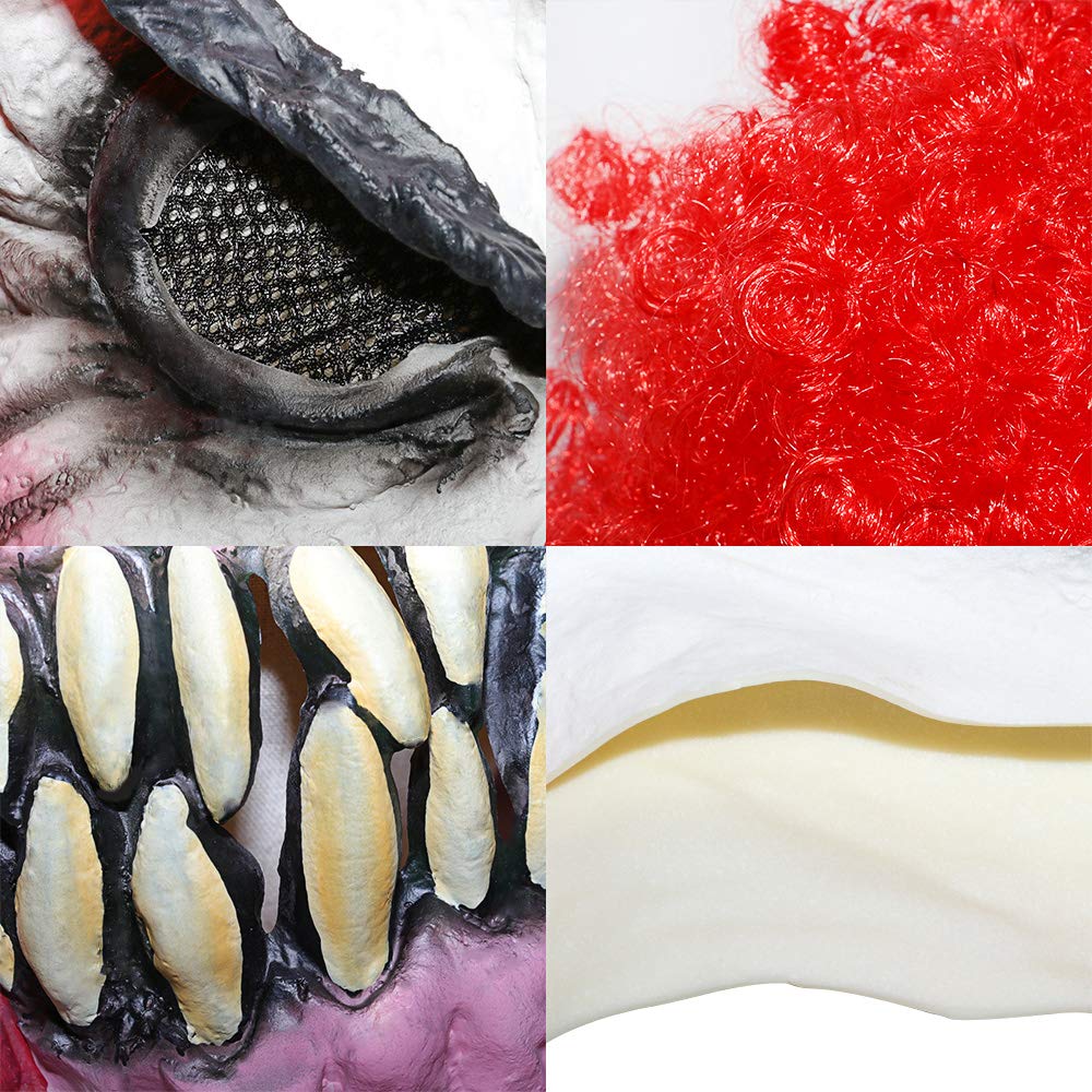 XIAO MO GU Latex Halloween Party Cosplay Face Mask Adult Scary Clown Costumes Mask with Hairs