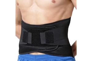 NeoTech Care Adjustable Compression Back Brace Lumbar Support Belt, Black, Size L