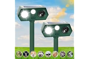 JAHY2TECH 2 Pack Ultrasonic Deer Repellent Devices 2024 Newest Solar Animal Repeller for Cat Dog Deer Raccoon Coyote Skunk, Waterproof Cat Deterrent Outdoor with Explosive Flashing Light for Lawns Yard