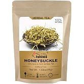 FullChea 100% Pure Natural Dried Honeysuckle Tea, 1.58oz/45g | Premium Jin Yin Hua Honeysuckle Tea, Edible Flowers For Herbal Tea, Non-GMO, Caffeine-free, Bittersweet &amp; Mellow