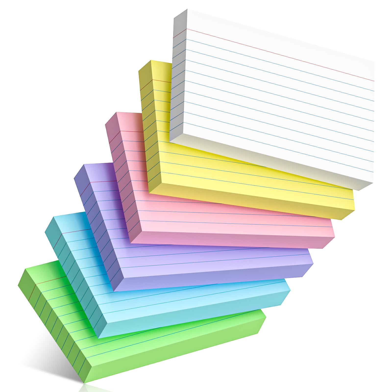 300 Count Colored Index Cards 3 x 5 Inch Ruled Index Cards, Flash Cards College Ruled for Office School Supplies and Home Organization, Durable Study To Do List Note Cards with Ruled Lines