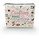 YULUENZE Tailoress Gift Crafting Canvas Makeup Bag Crafting Makes Everything Better Organizer Zipper Pouch Hand Craft Artist Gift for Seamstress Women Friends