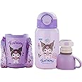 Everyday Delights Sanrio Kuromi Stainless Steel Insulated Water Bottle with Cup, Straw and Bag 500ml - Purple