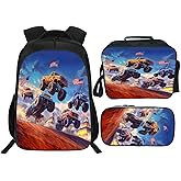Truck Set for Girls Boys 3PCS Cool 3D School Bag with Lunch Box Pencil Case Kids Backpacks Toddler Elementary Bookbag 16 Inch