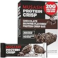 MUSASHI Protein Crisp Bar, 20g Protein, 4g Total Sugars, Chocolate Brownie, Post Workout and Snack On The Go, 12 Pack of 2.1oz (60g) Bars