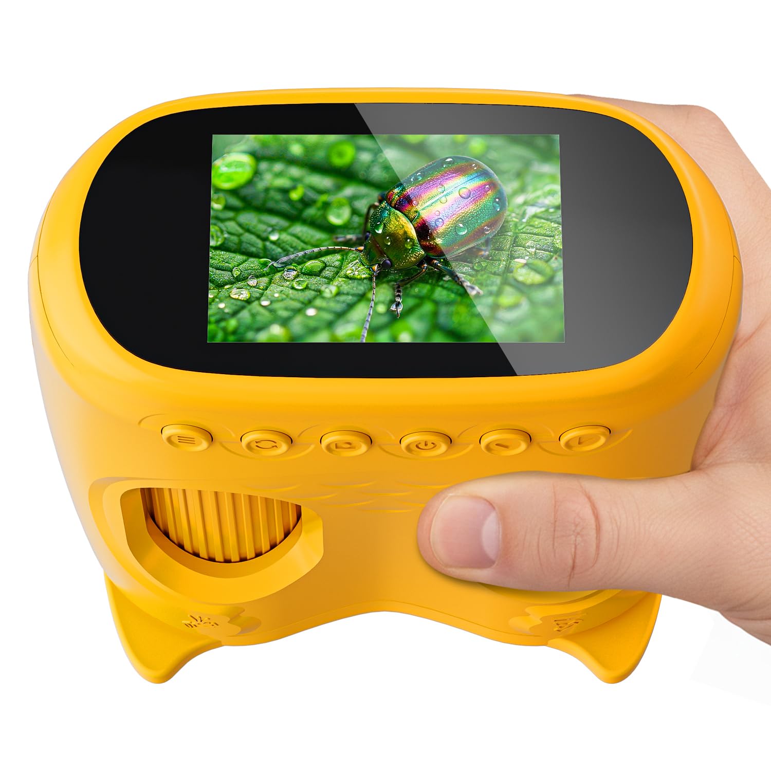 2-in-1 Kids Microscope Telescope, Temodu 2.0" 1000X Digital Microscope for Kids, HD Portable Education Telescope for Kids Birthday Festival Gift, Science Fun Toys for Children Age 4-12 (Yellow)