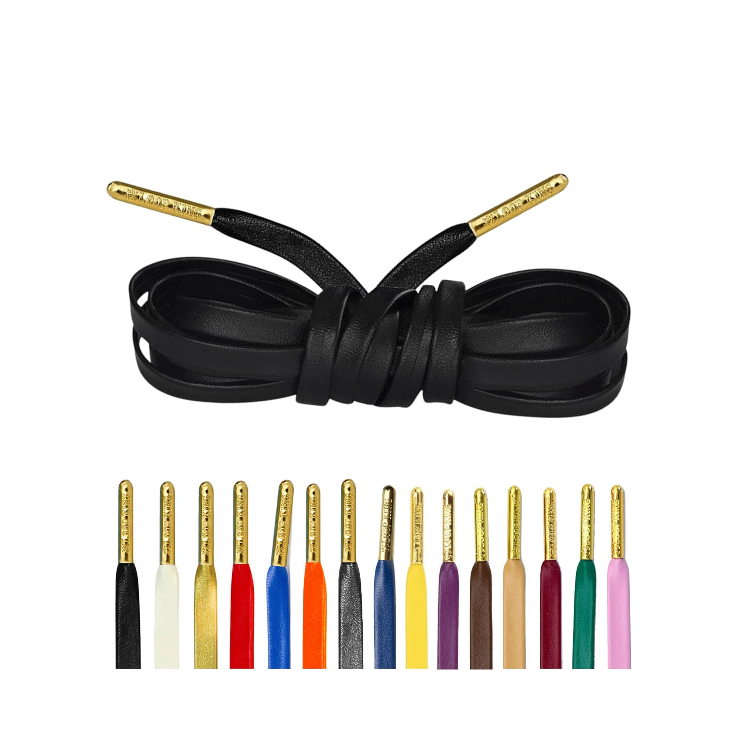 Loop King Laces - Premium Black Flat Leather Shoe