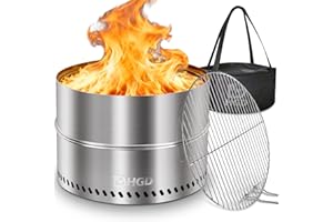 HGD 20 inch Smokeless Firepit Outdoor, Portable Smokeless Fire Pit for Camping with Travel Bag, Stainless Steel Wood Burning Stove for Backyard & Patio, Easy Setup & Compact Storage
