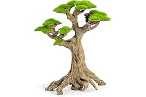 Novelsite Fish Tank Decor- Small Bonsai Trees with Faux Moss- Aquarium Decoration Aqua scaping- Made of Sandstone, Goldfish Betta Fish Tank Decorations