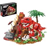 Dinosaur World T-Rex Building Set-Jurassic Volcano Era Building (559 Pcs) | Birthday Gift Set for Boys &amp; Girl, Compatible with Lego Sets for Boys 8-14