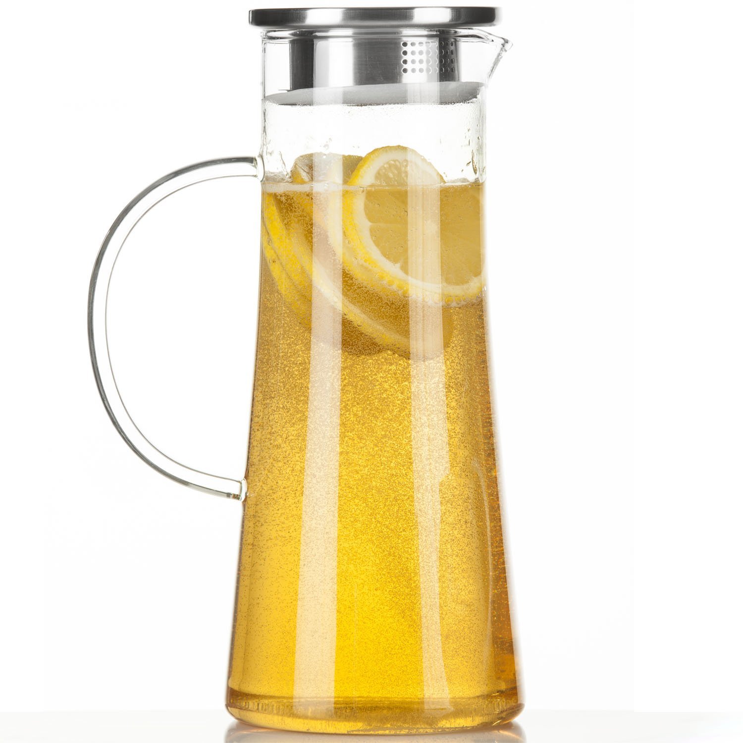 glass jug with filter and lid made of stainless steel Dimono water jug