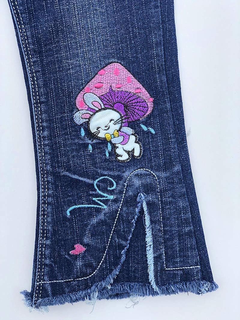 Peacolate 2-7T Toddler Big Girls Pants Clothing Set 2pcs Cotton top and Jeans: Clothing