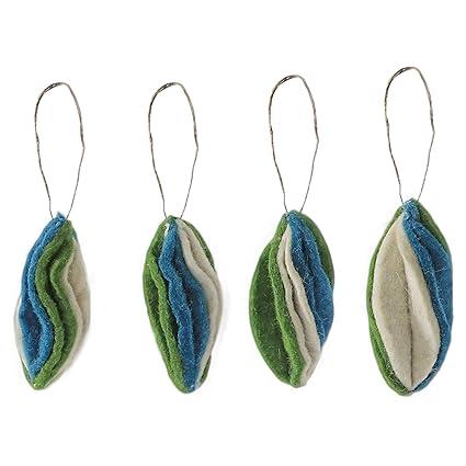 De Kulture Hand Made Felt Hanging Marquise Bauble Bluee Green