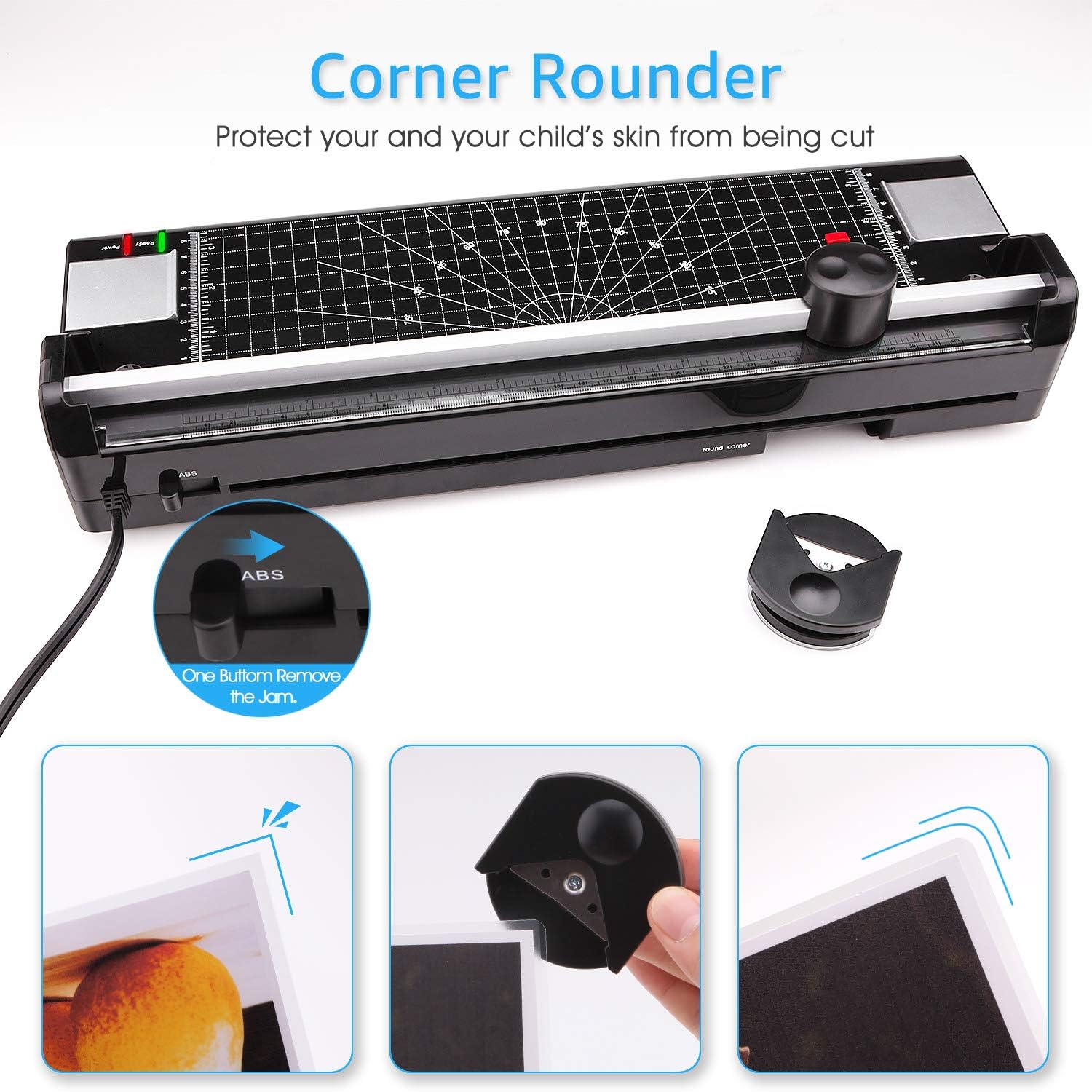 Laminator Machine for A3/A4/A6, YE381 Thermal Laminating Machine for Home Office School Use with 50 Pouches, Paper Trimmer and Corner Rounder (Black-5) (Black-6) : Office Products