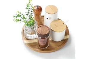 LAMU 10'' Lazy Susan Turntable Organizer for Vanity, Acacia Wood Lazy Susan Organization and Storage for Home Decor, Makeup O