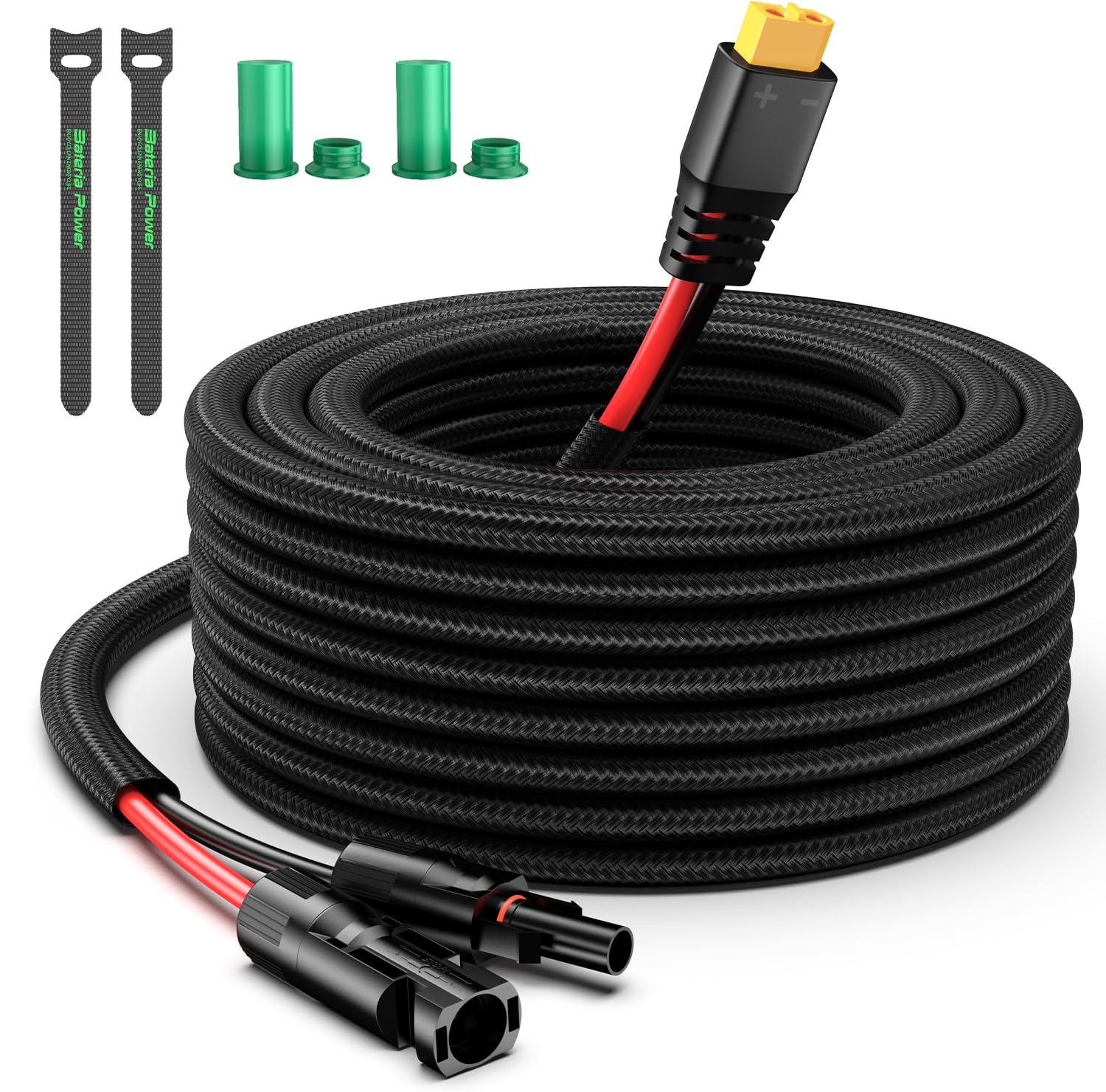 Photo 1 of Bateria Power Solar to XT60 Charge Extension Cable with Solar Connectors Caps,Solar Connector to XT60 Adapter Cable for Solar Panel to Battery RV Power Station Solar Generator(12AWG 10Ft)