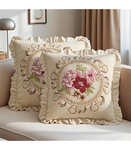 Amazon.com: Qupace Set of 2 Victorian Throw Pillow Covers 18x18in